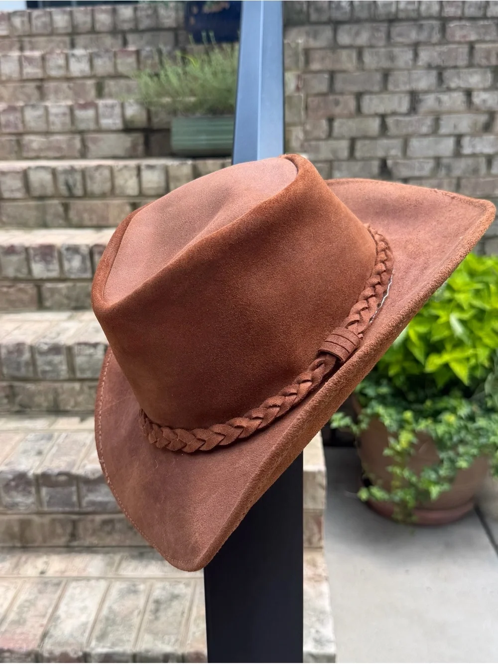American Hat Makers Brown Leather Cowboy Western Hat Large